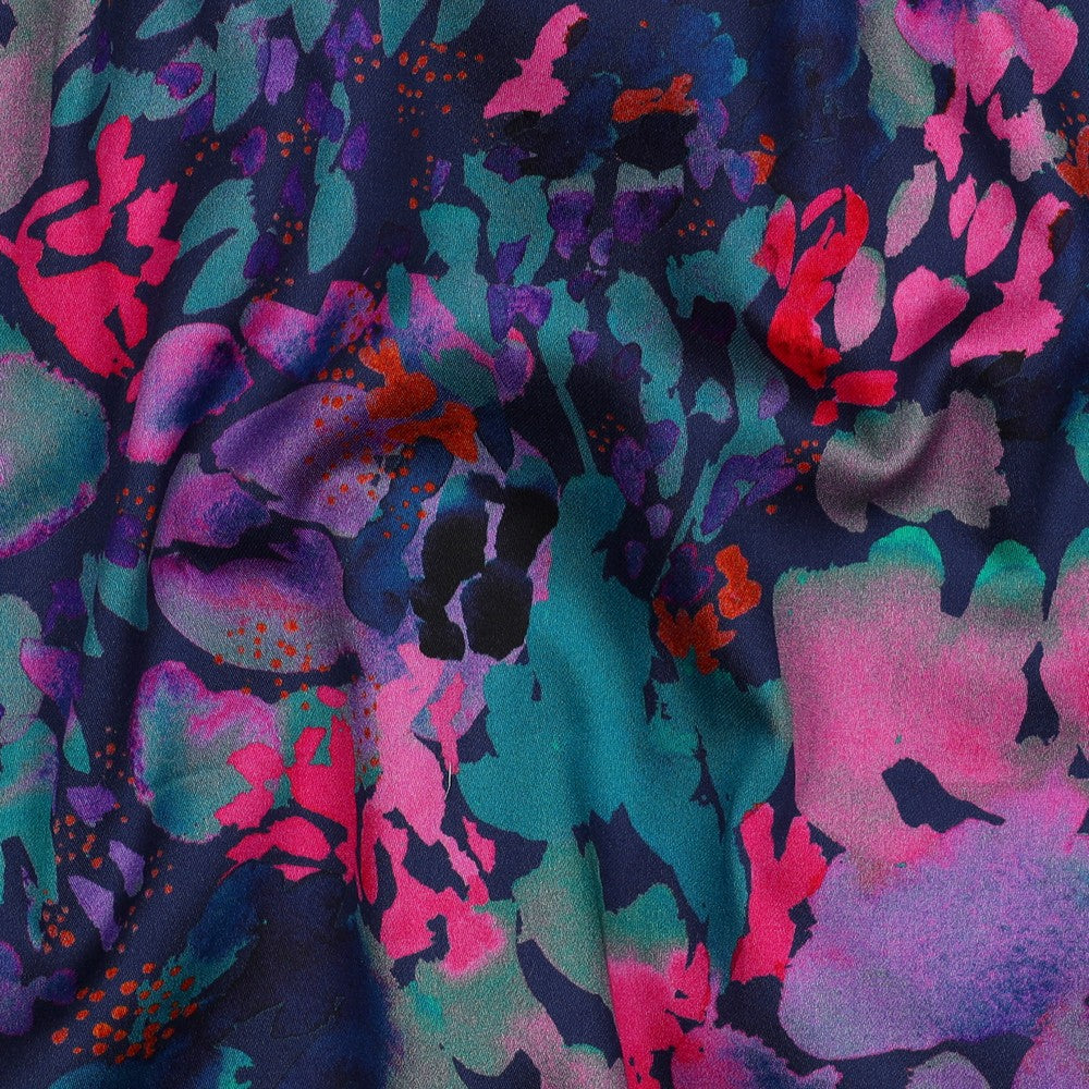 Digital Presence Charcole Cotton Satin in Navy | Nerida Hansen