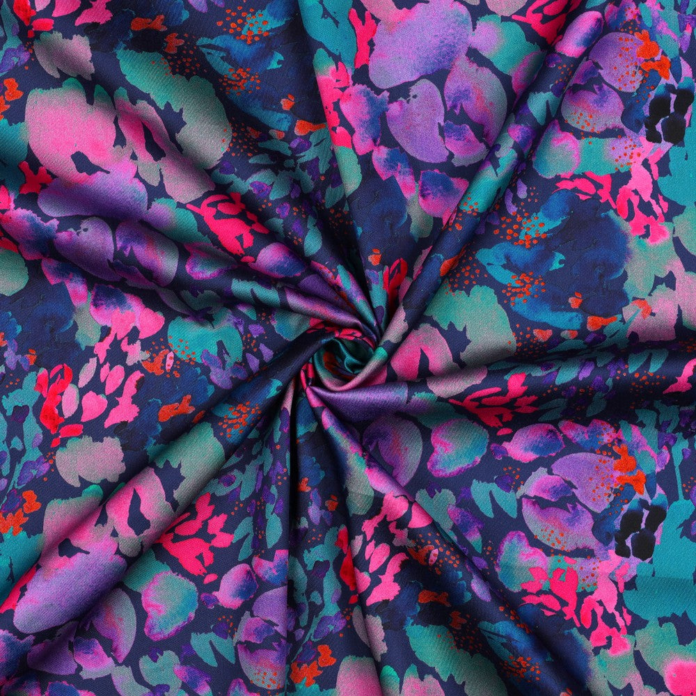 Digital Presence Charcole Cotton Satin in Navy | Nerida Hansen