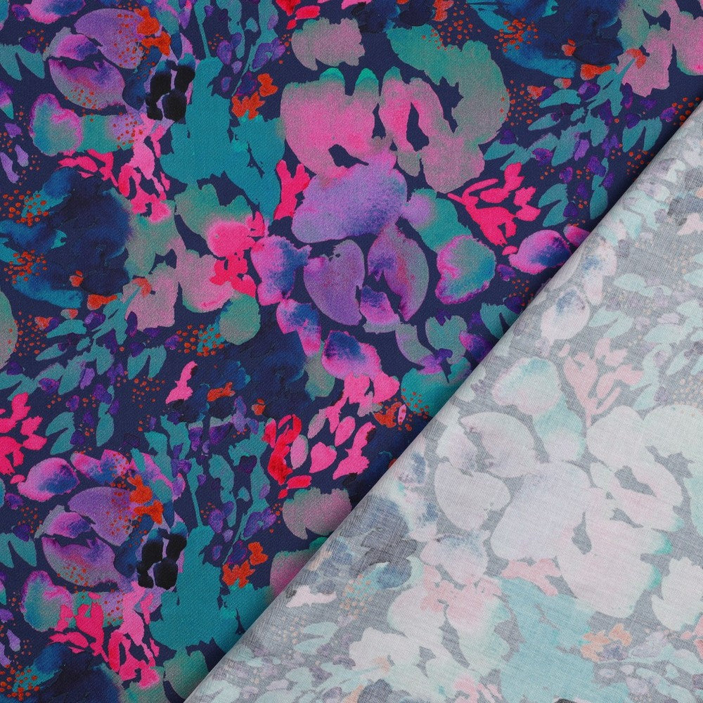 Digital Presence Charcole Cotton Satin in Navy | Nerida Hansen