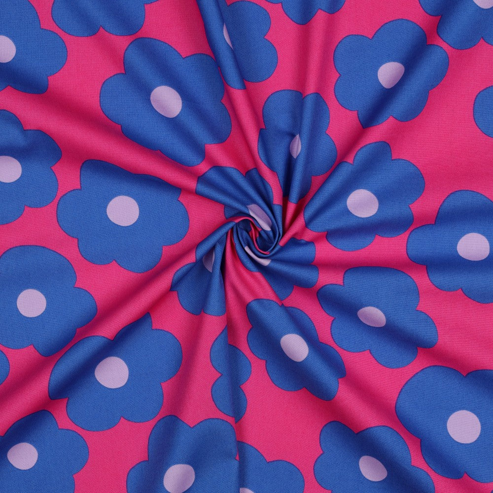 Big Flower Fine Poplin in Bright Pink | Nerida Hansen