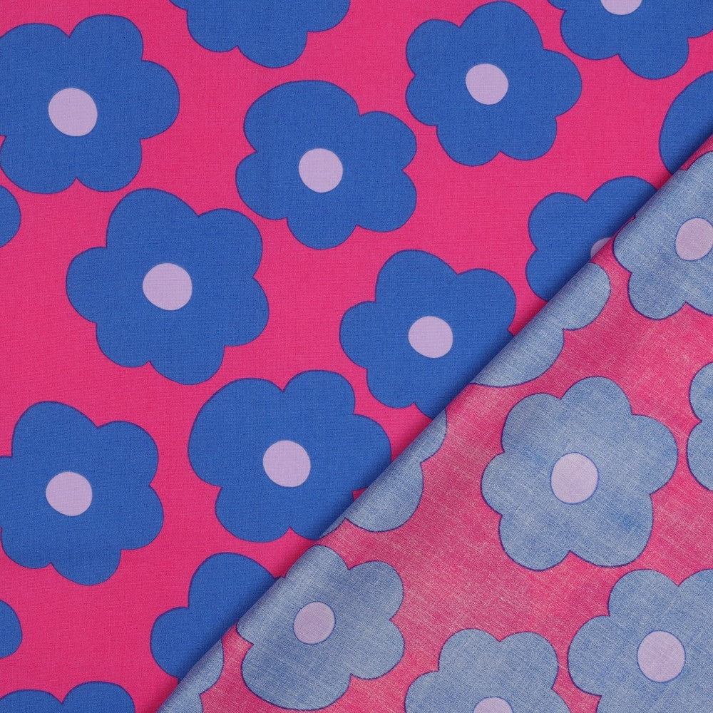 Big Flower Fine Poplin in Bright Pink | Nerida Hansen