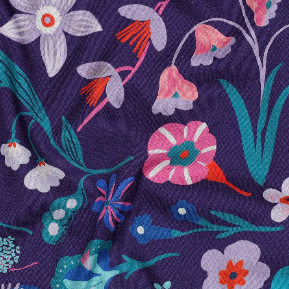 Digital Meadow Flower Fine Poplin in Dark Purple | Nerida Hansen