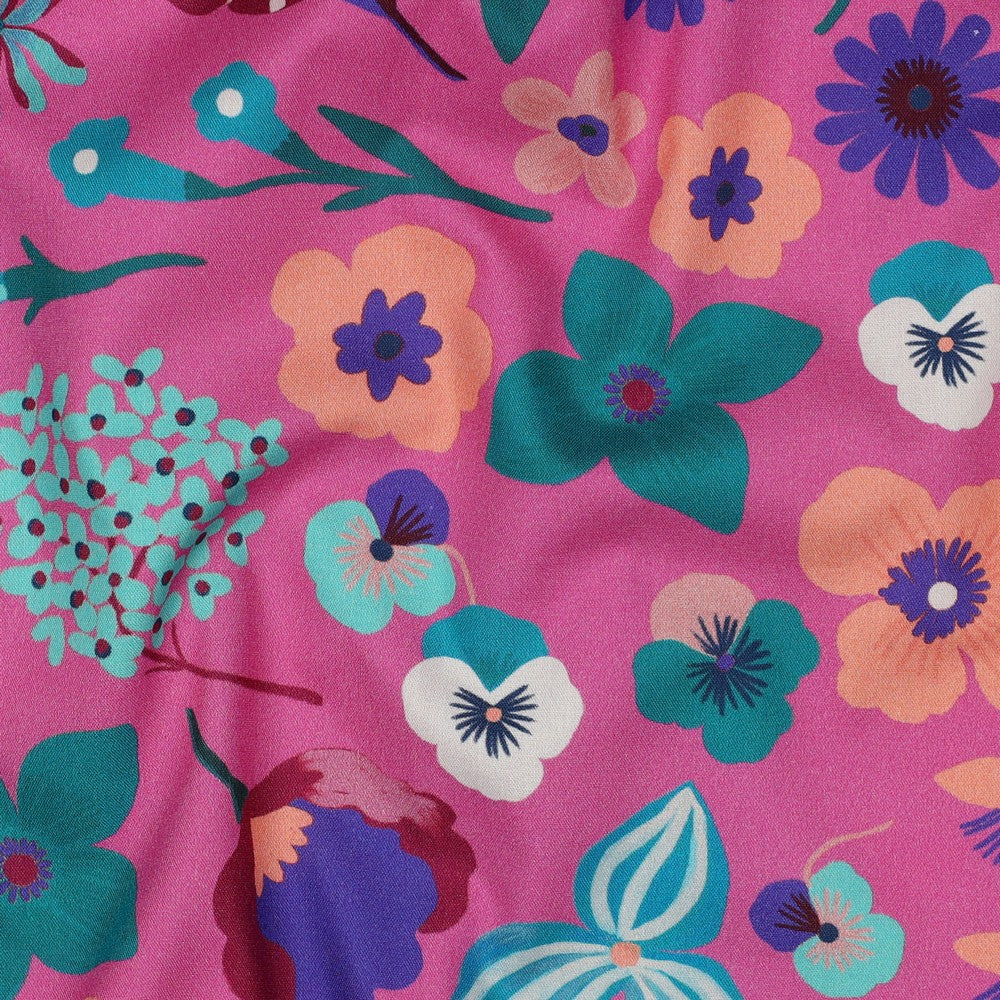 Digital Meadow Flower Fine Poplin in Pink | Nerida Hansen