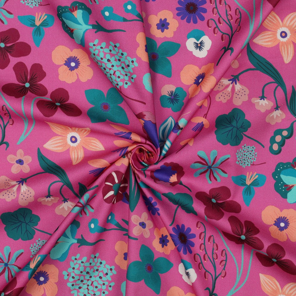 Digital Meadow Flower Fine Poplin in Pink | Nerida Hansen