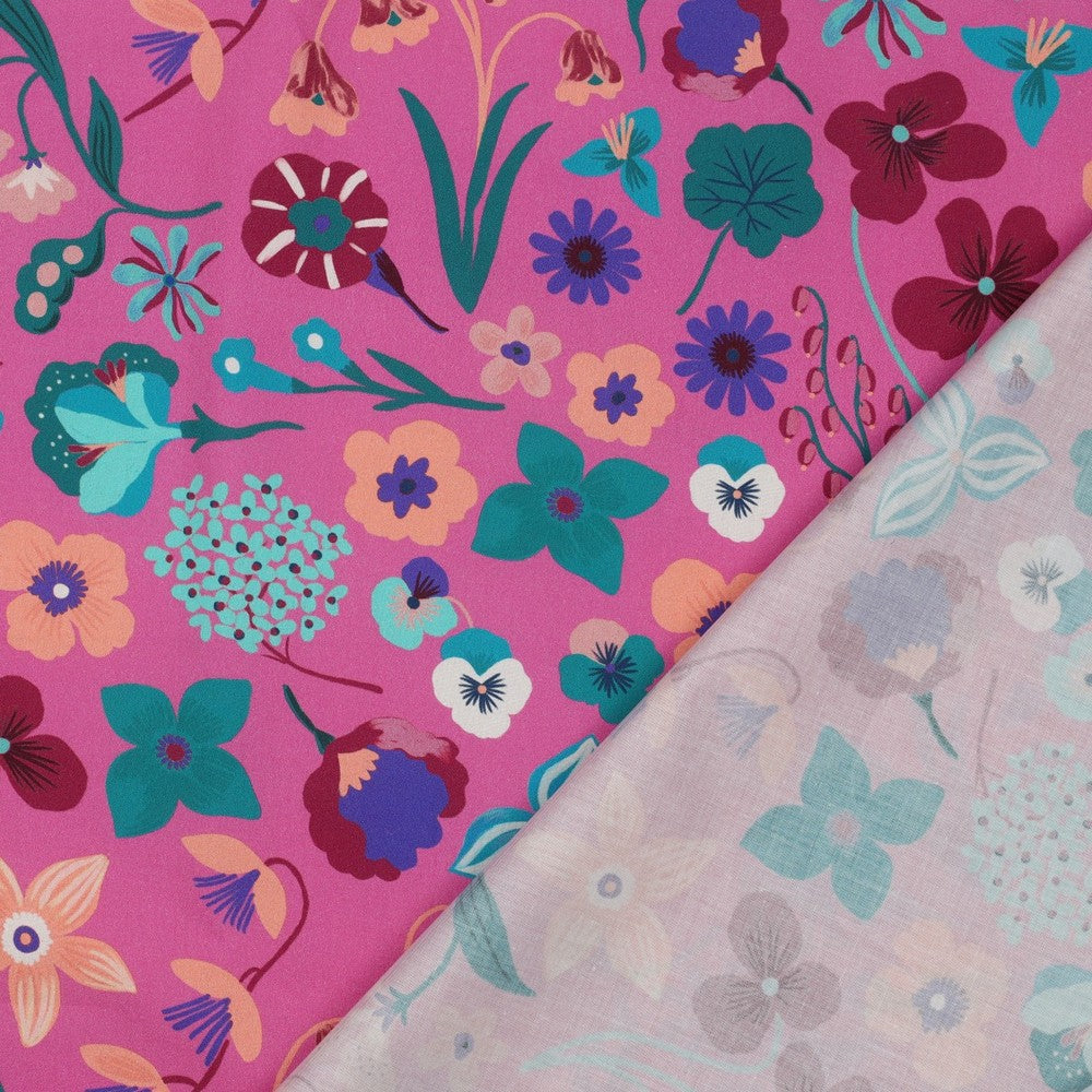 Digital Meadow Flower Fine Poplin in Pink | Nerida Hansen