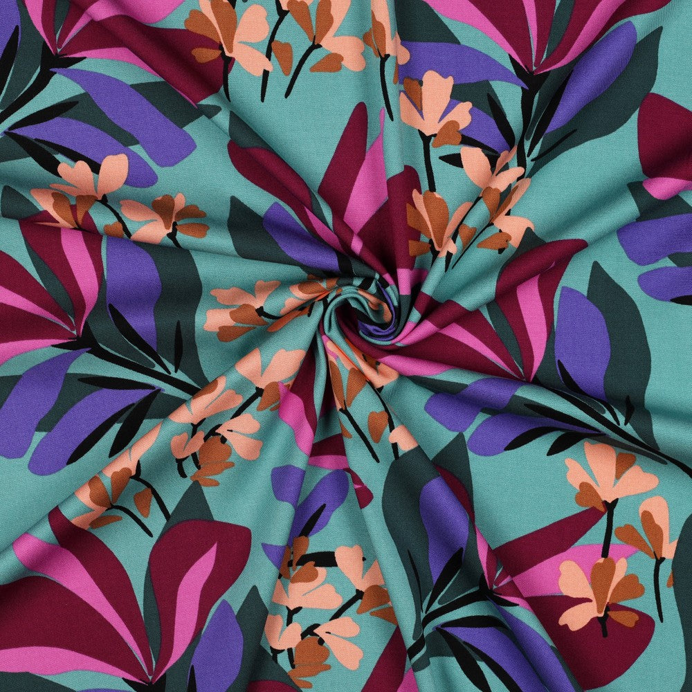 Spring Garden Rosella Stretch Viscose in Sea Blue | Nerida Hansen