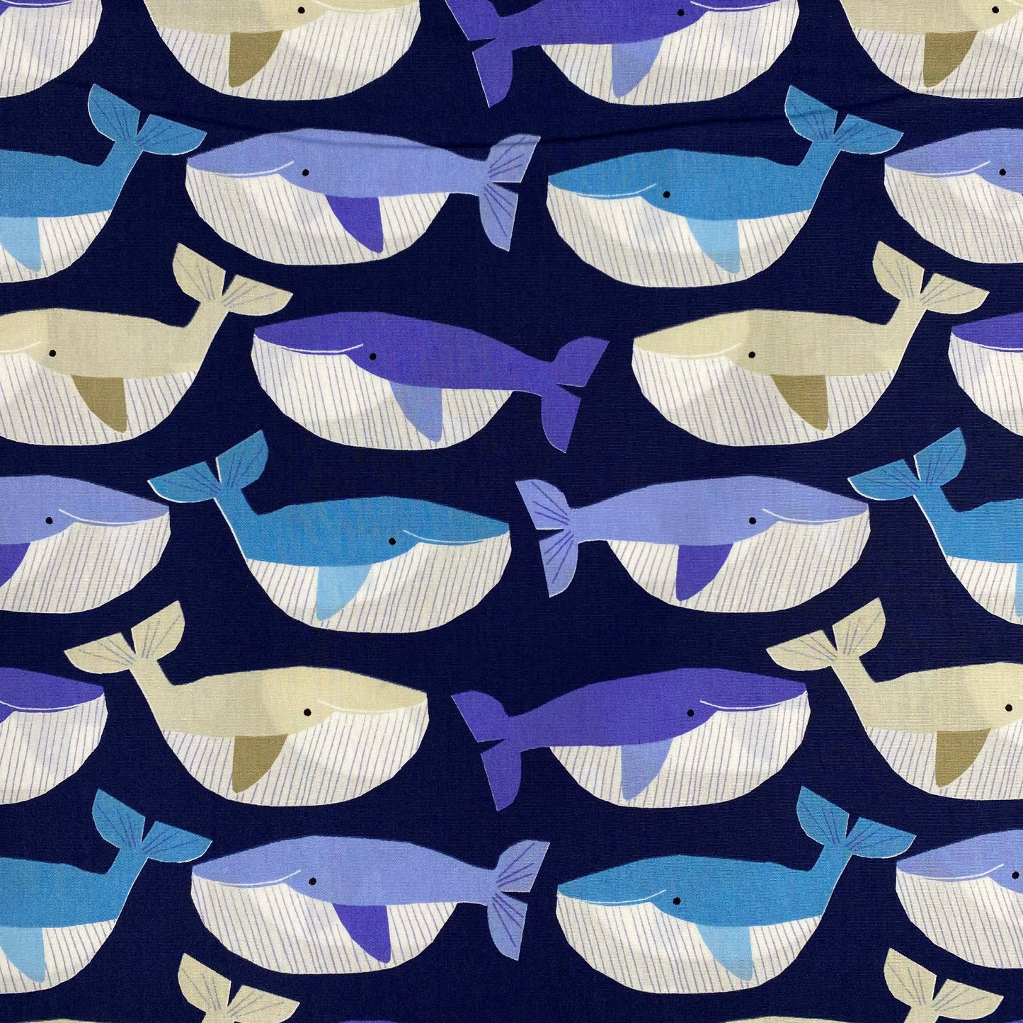 Navy Whales by Sevenberry | 100% Cotton
