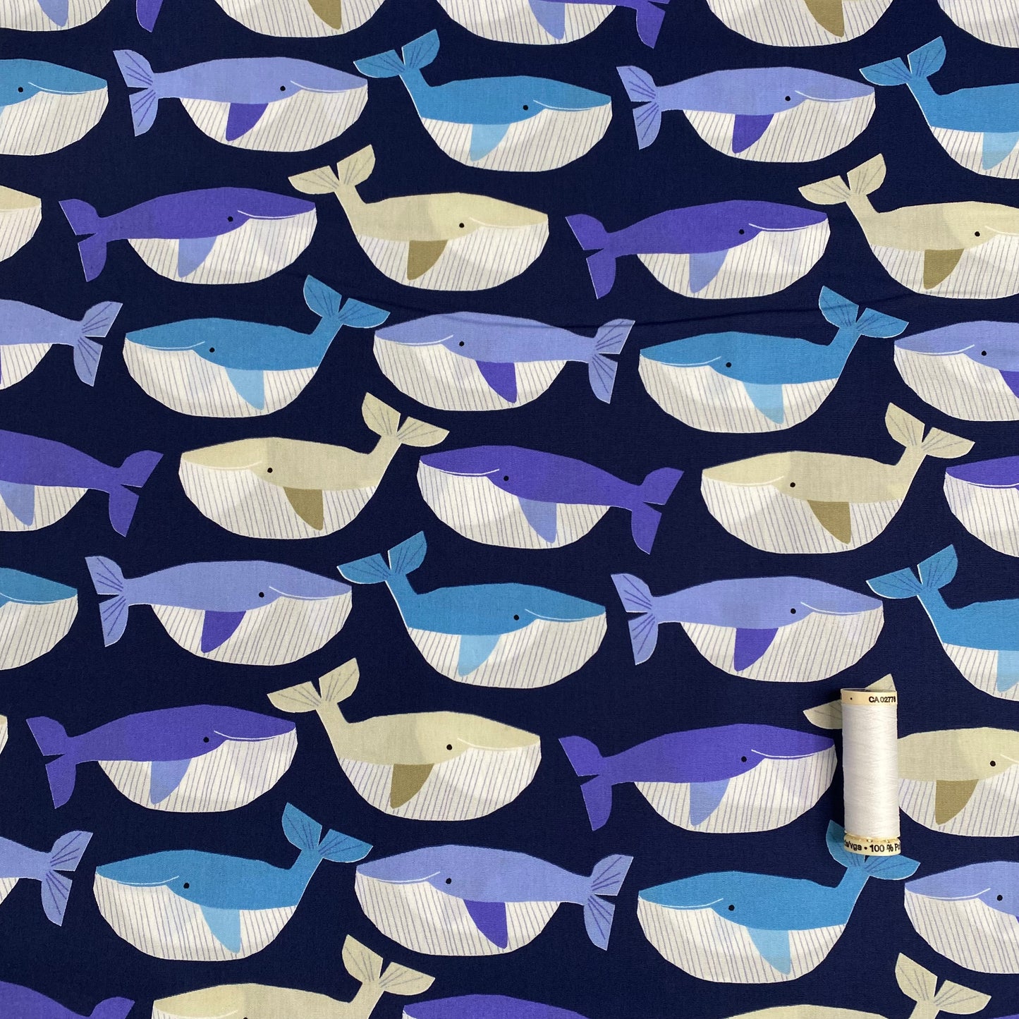 Navy Whales by Sevenberry | 100% Cotton
