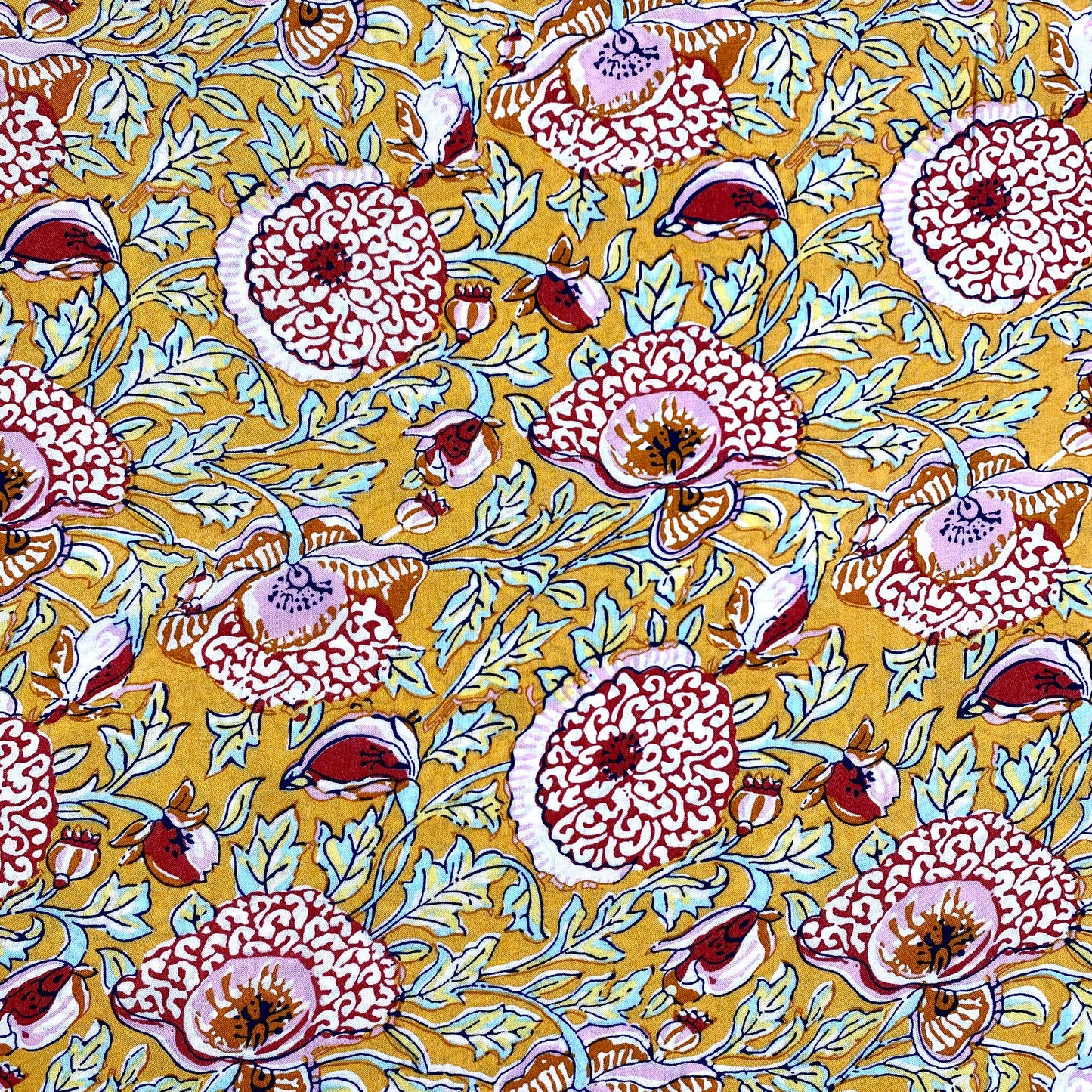 Floral Tencel Lawn | Mustard & Pink