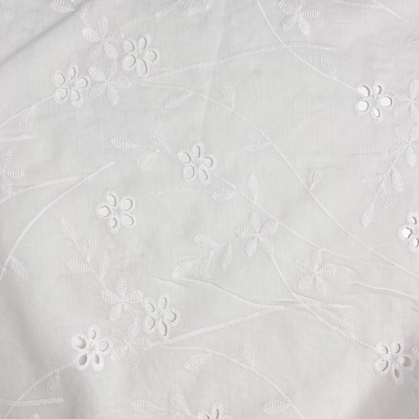 Deadstock Embroidered Cotton Voile | White