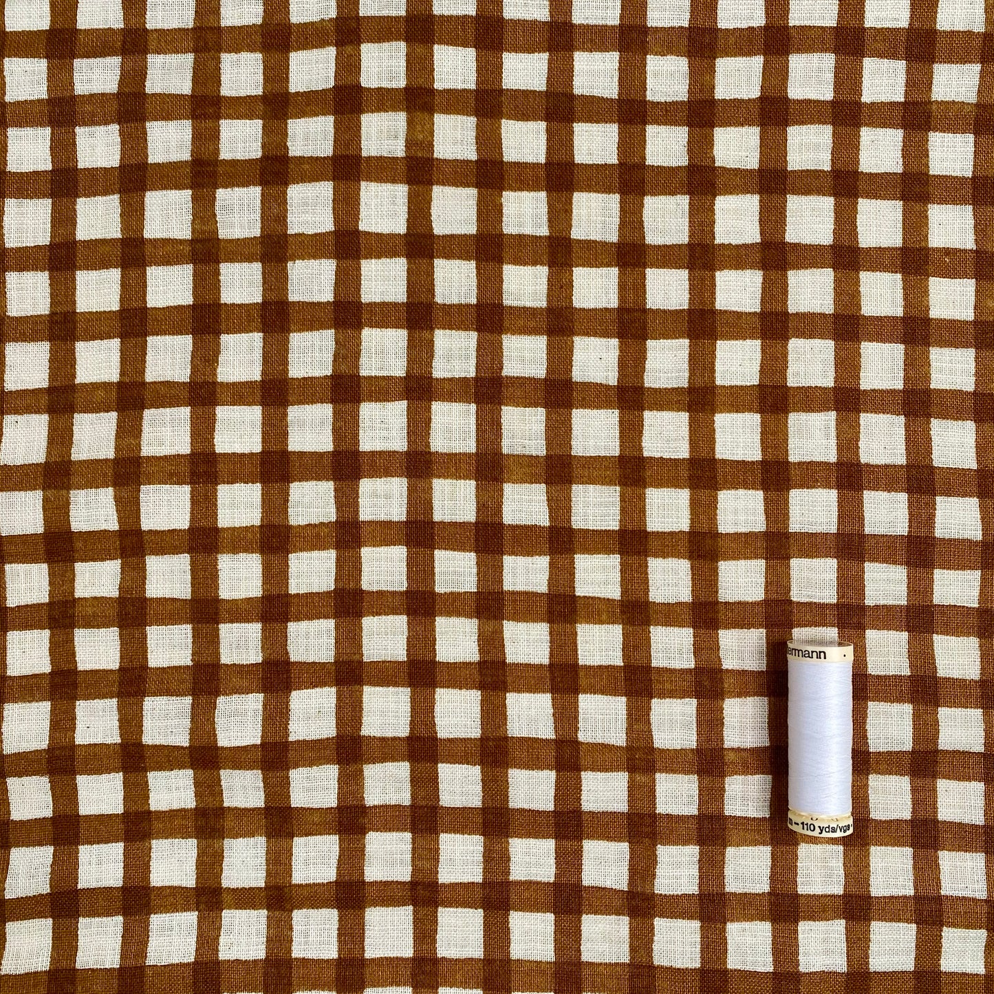 Check Linen-like Slub by Sevenberry | Brown