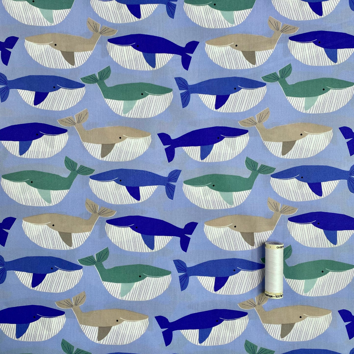 Sky Blue Whales by Sevenberry | 100% Cotton