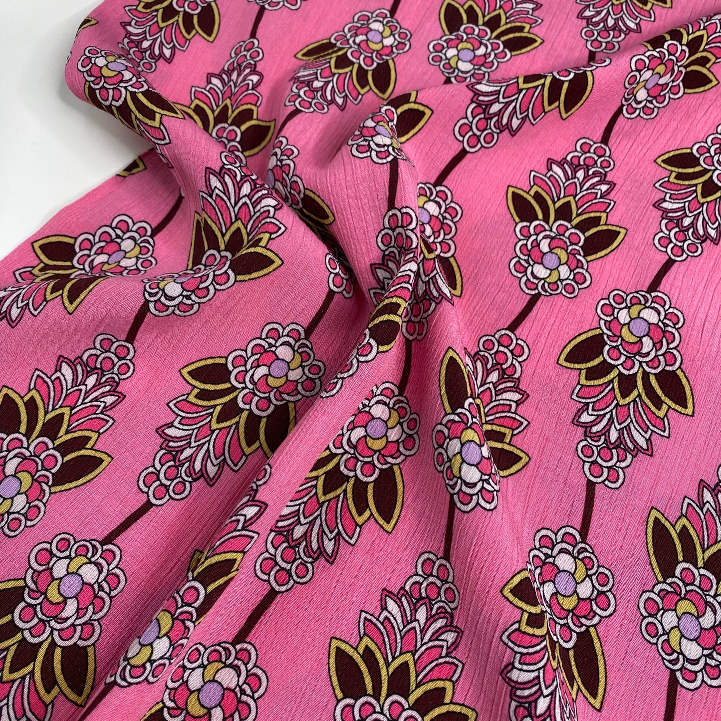 Deadstock Crinkle Viscose | Pink Bunches