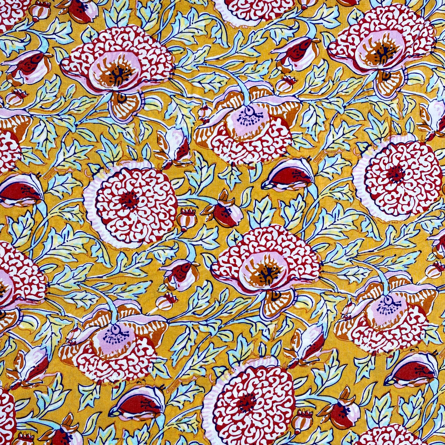 Floral Tencel Lawn | Mustard & Pink