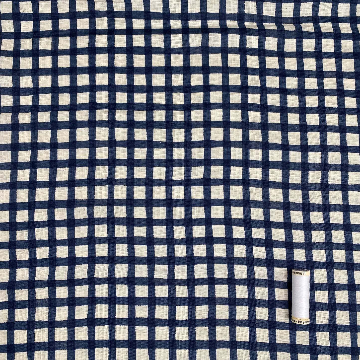 Check Linen-like Slub by Sevenberry | Navy