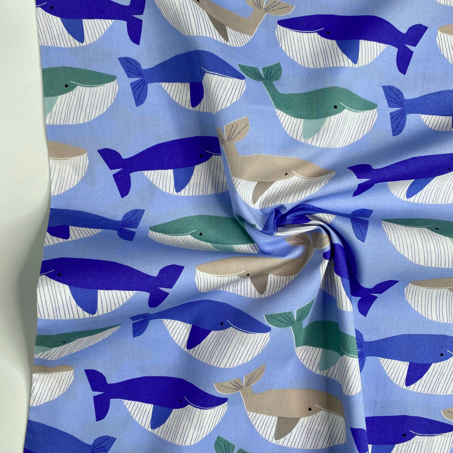 Sky Blue Whales by Sevenberry | 100% Cotton