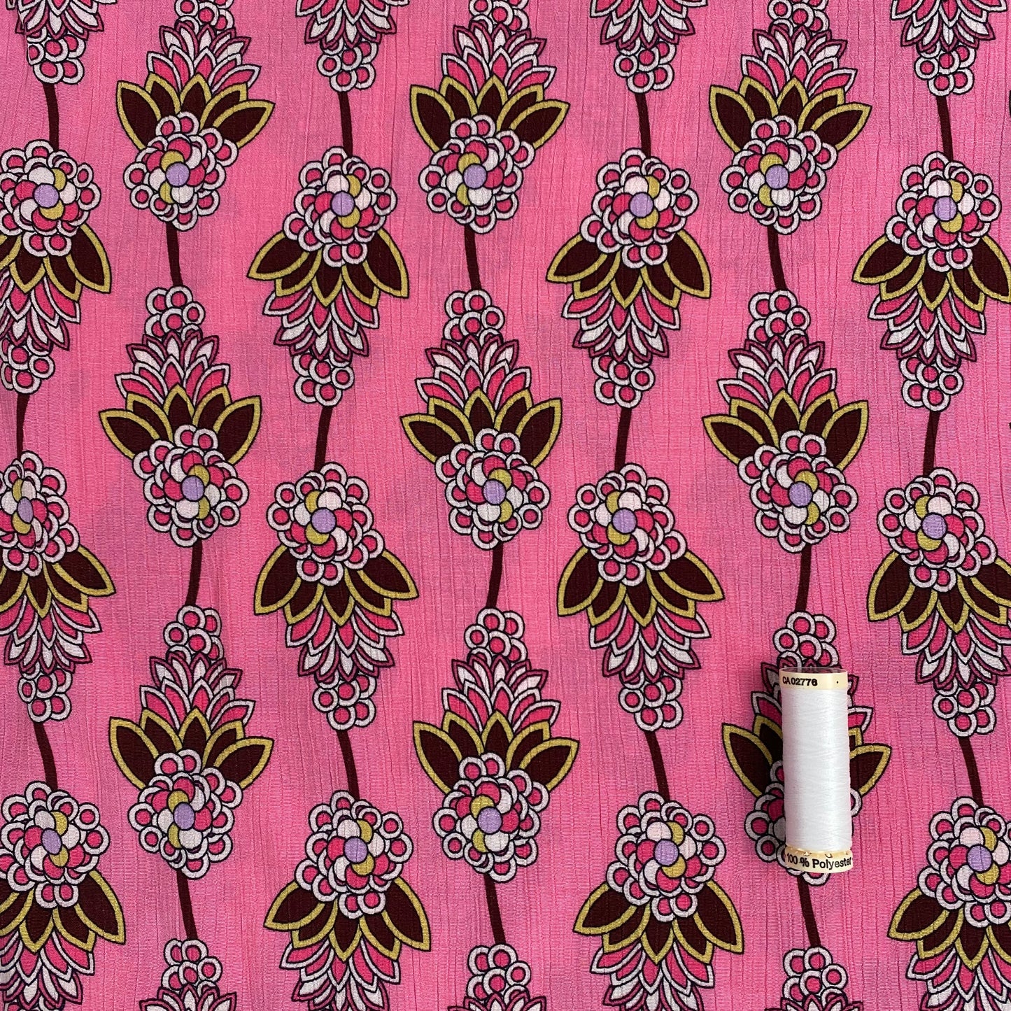 Deadstock Crinkle Viscose | Pink Bunches