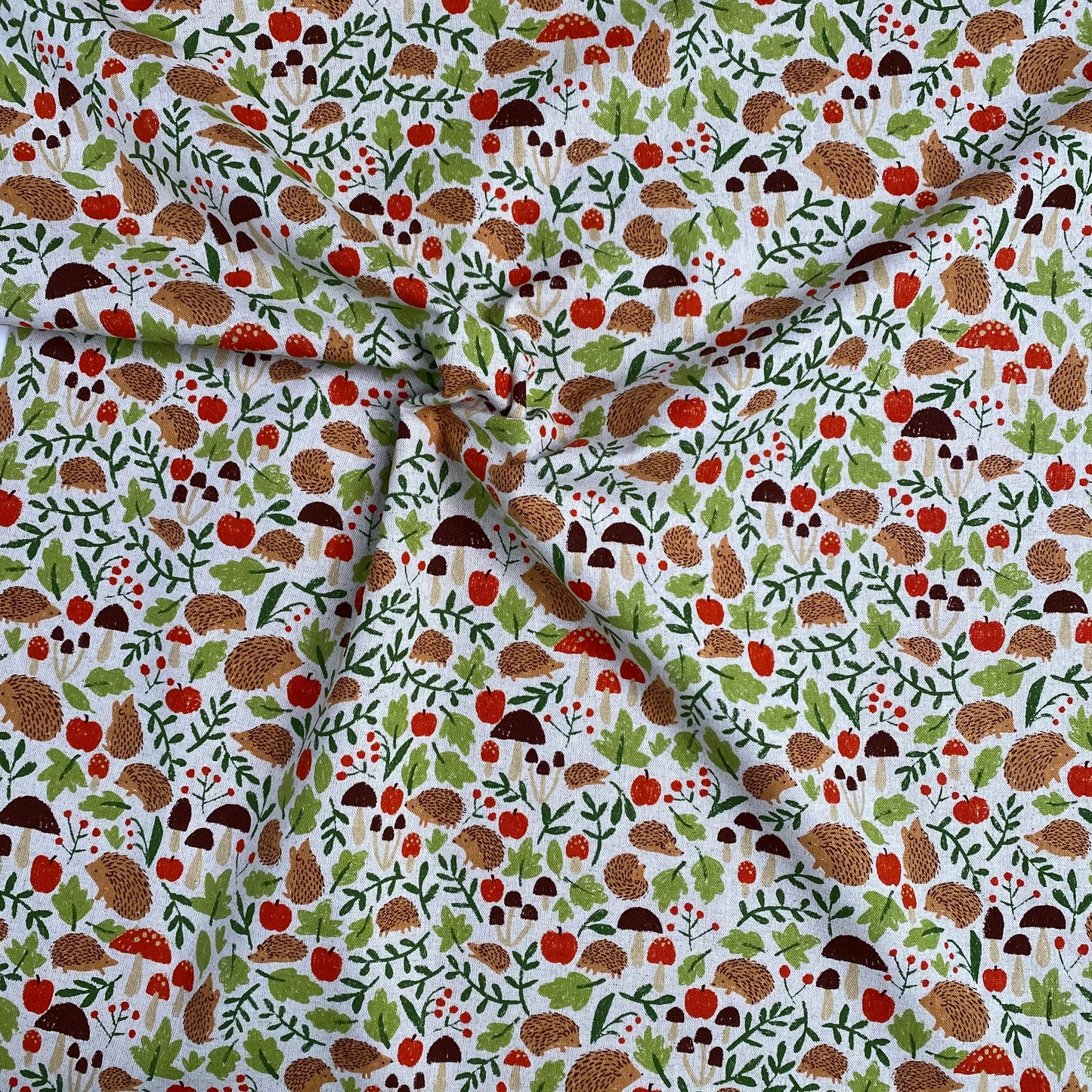 Foraging Hedgehogs | Cotton Linen Canvas by Sevenberry | Natural