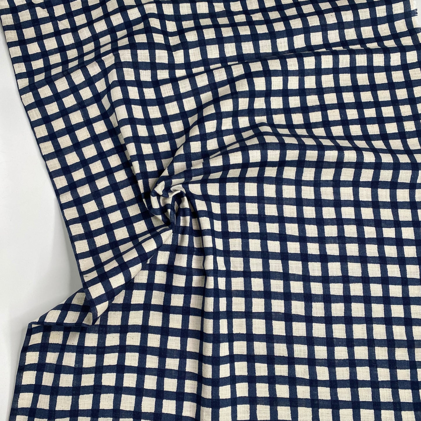 Check Linen-like Slub by Sevenberry | Navy