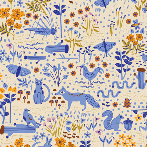 Garden Friends in Ivory | Organic Cotton | Furrow by Leah Duncan | Cloud9 Fabrics