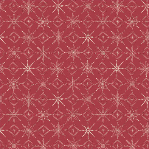 Snowflakes on Red | Organic Cotton | Warm & Cozy by MK Surface | Cloud9 Fabrics