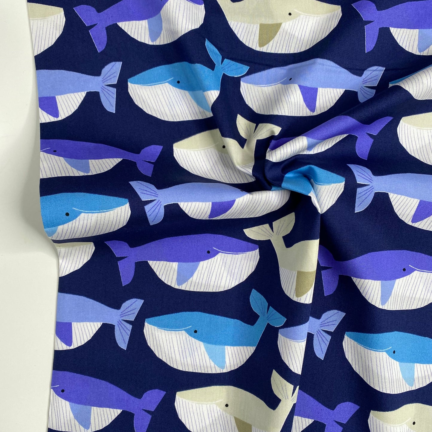 Navy Whales by Sevenberry | 100% Cotton