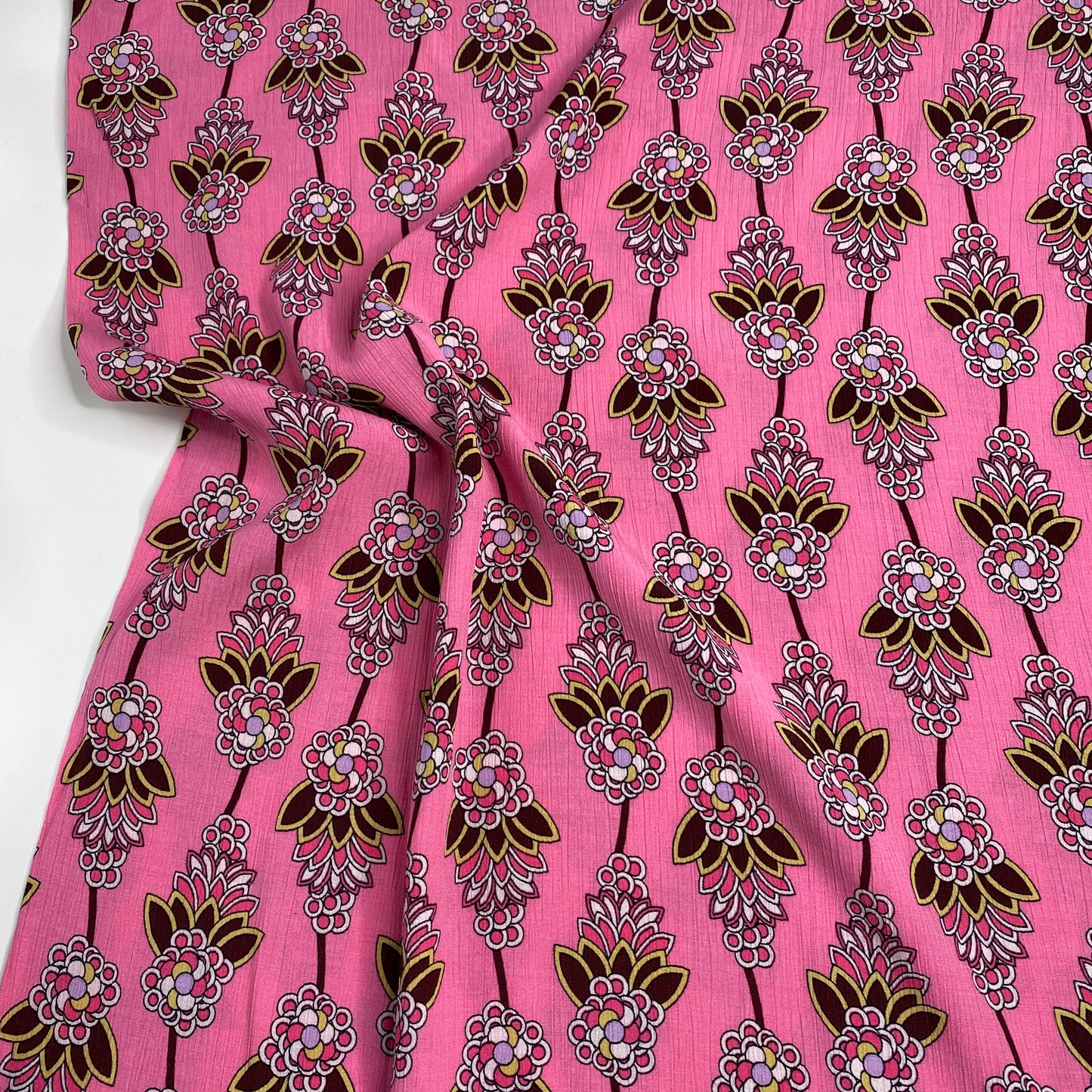 Deadstock Crinkle Viscose | Pink Bunches