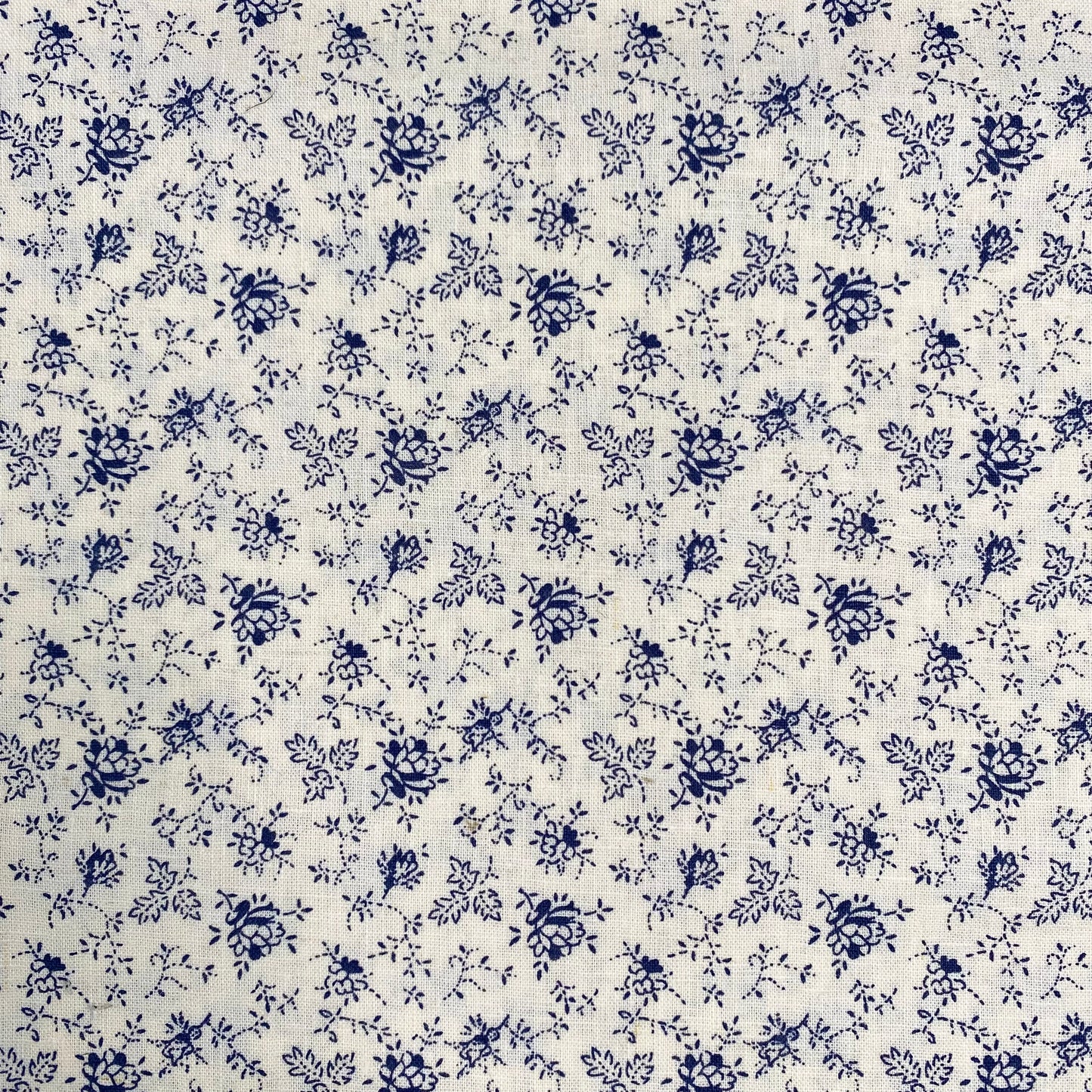 Ex-Designer Ditsy Floral Cotton Linen | Navy & Ivory
