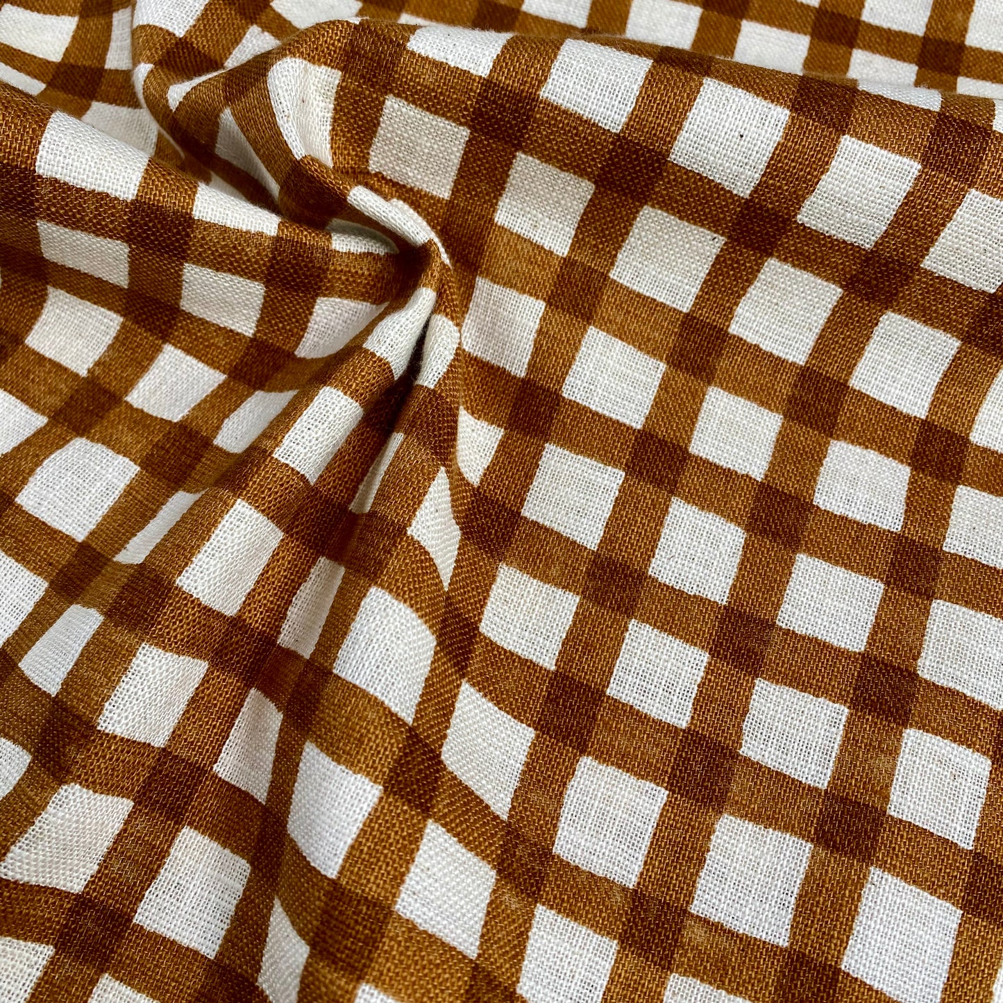 Check Linen-like Slub by Sevenberry | Brown