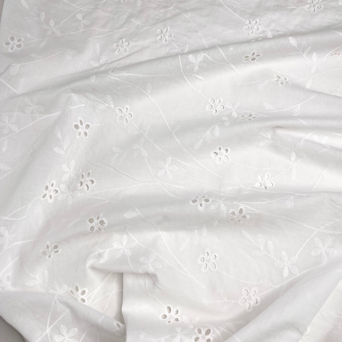 Deadstock Embroidered Cotton Voile | White