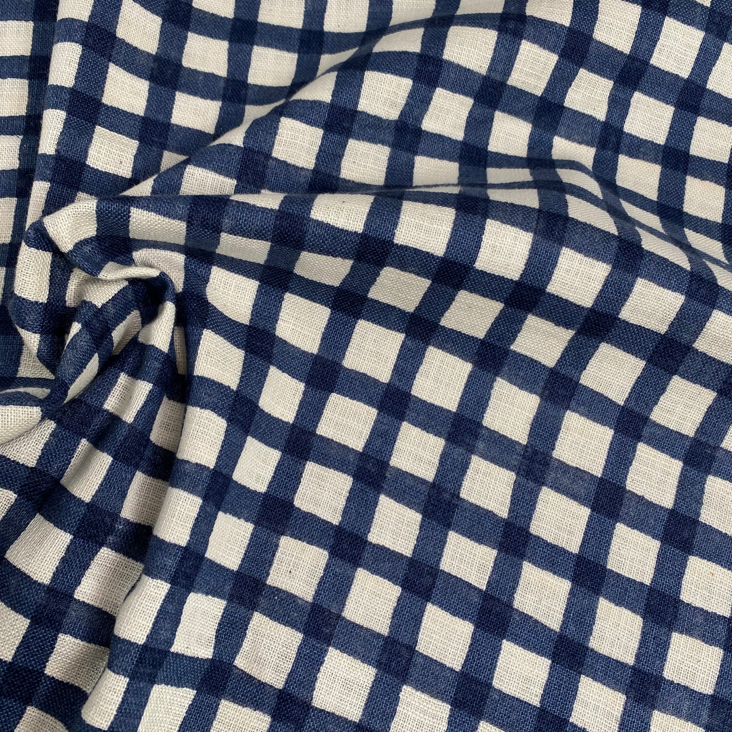 Check Linen-like Slub by Sevenberry | Navy