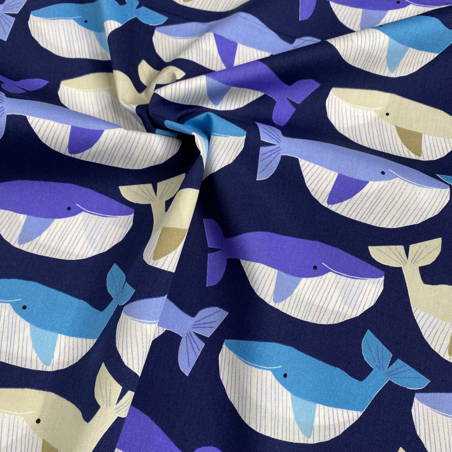 Navy Whales by Sevenberry | 100% Cotton