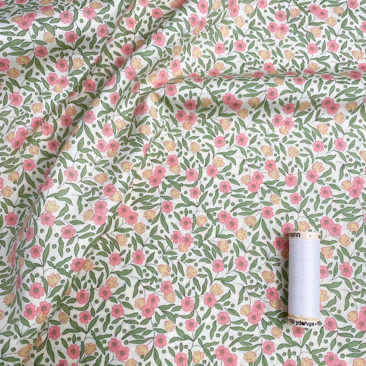 Floral Cotton Poplin | Pink and Green