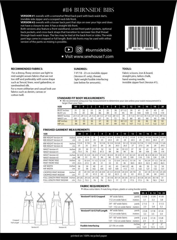 Burnside Bibs Pattern 00-20 by Sew House Seven