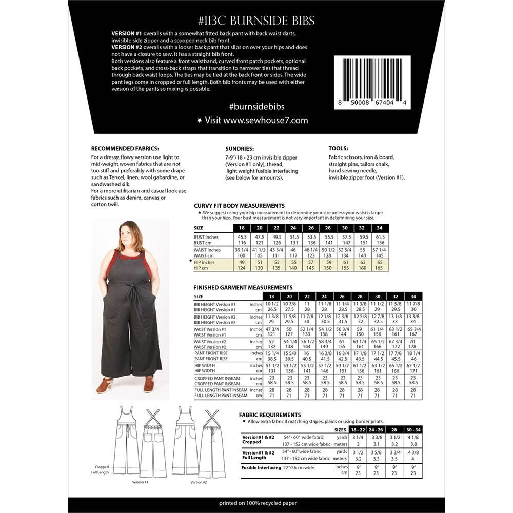 Burnside Bibs Pattern 18-34 by Sew House Seven