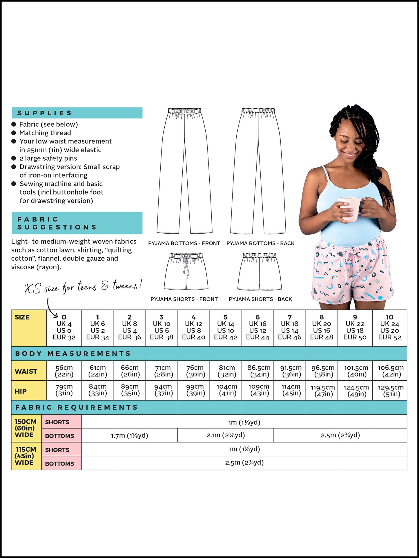 Jamie Pyjama Bottoms & Shorts | Tilly and the Buttons