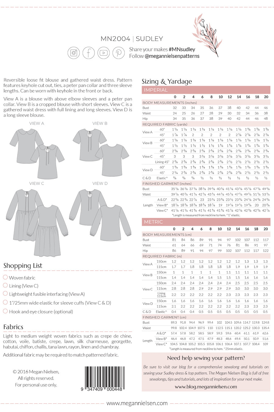 Sudley Blouse & Dress by Megan Nielsen