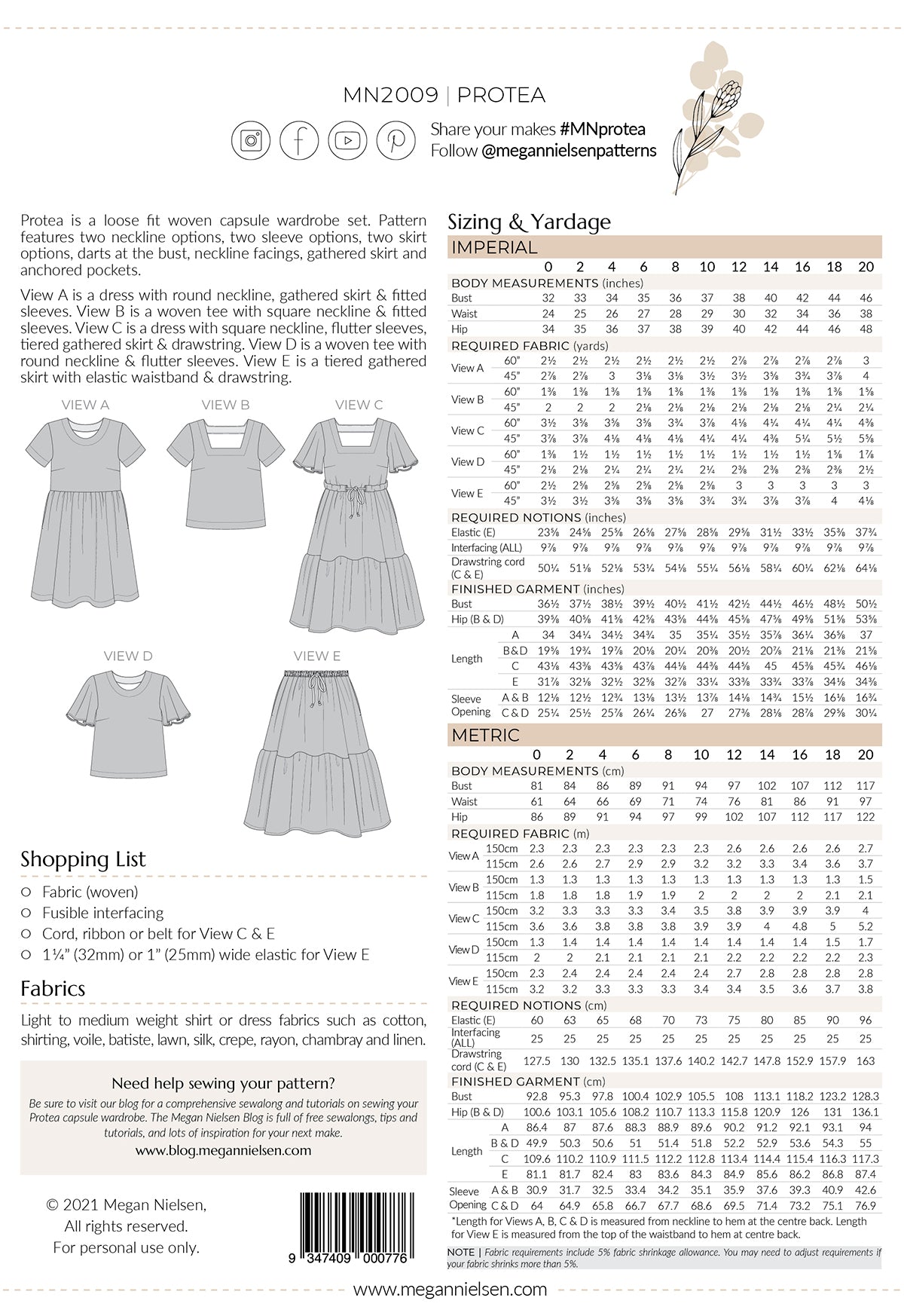 Protea Capsule Wardrobe Set by Megan Nielsen