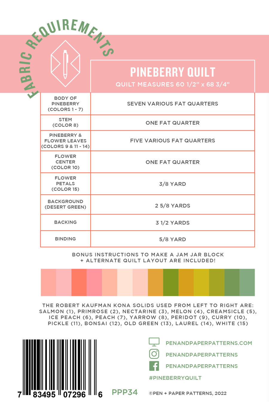 Pineberry Quilt Pattern by Pen + Paper
