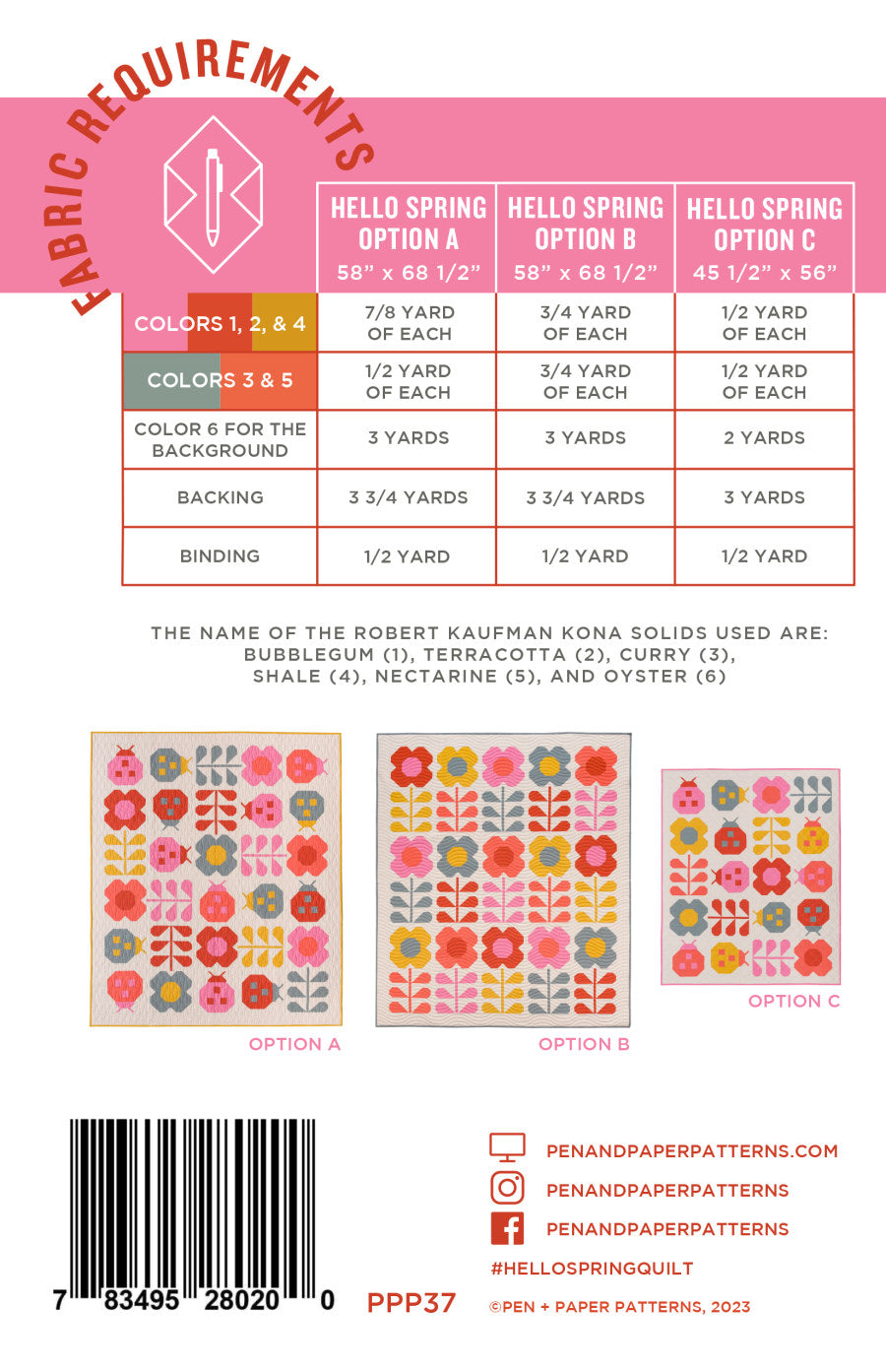 Hello Spring Quilt Pattern by Pen + Paper