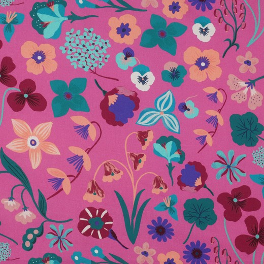 Digital Meadow Flower Fine Poplin in Pink | Nerida Hansen