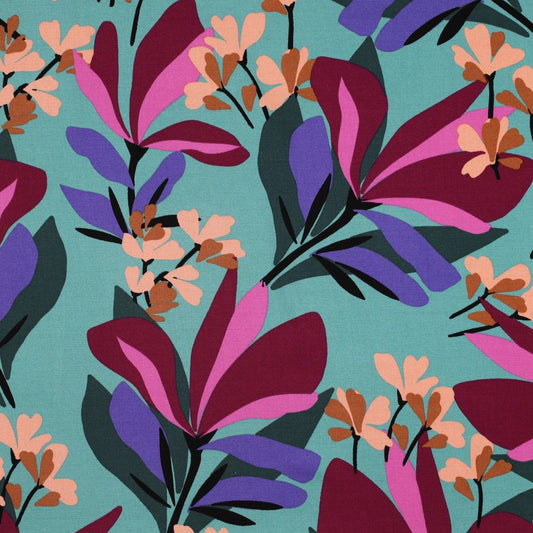 Spring Garden Rosella Stretch Viscose in Sea Blue | Nerida Hansen