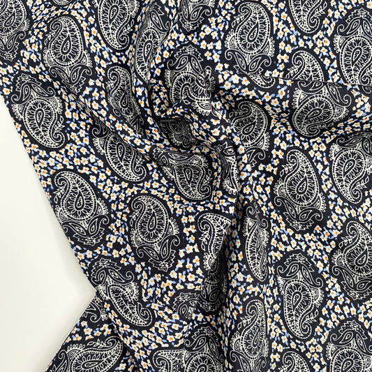 Floral Paisley Ananda Viscose | Dark Navy