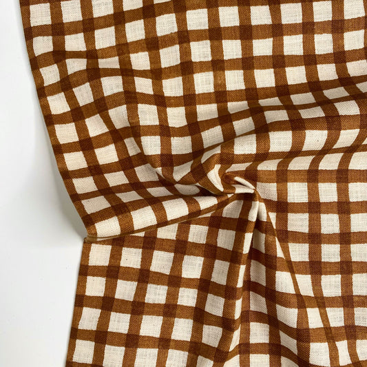 Check Linen-like Slub by Sevenberry | Brown