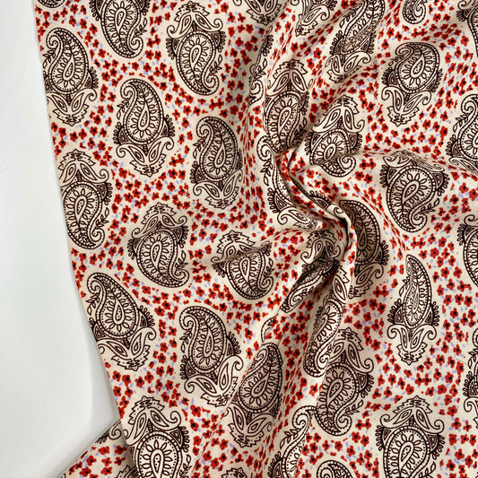 Floral Paisley Ananda Viscose | Beige & Red