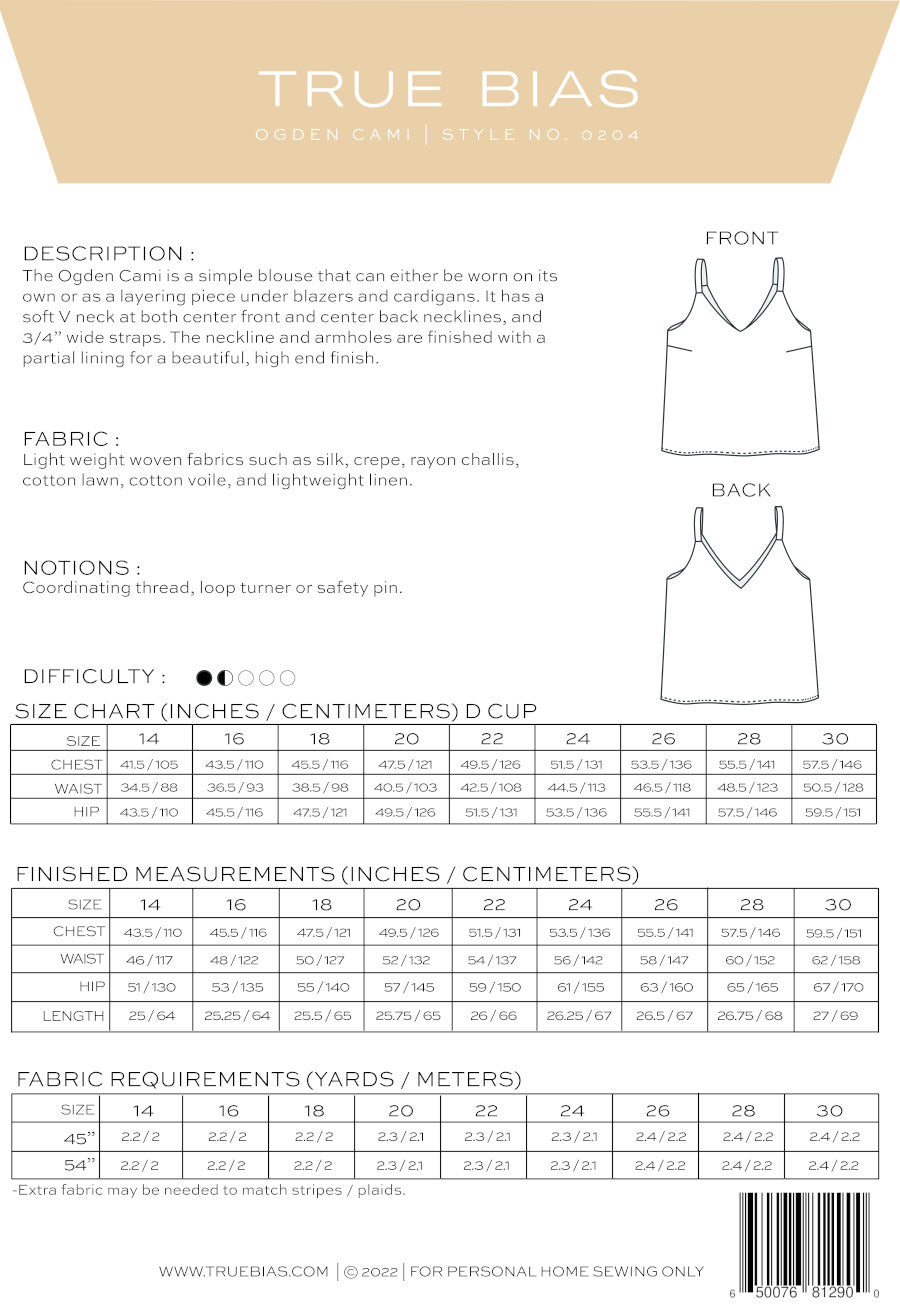 Ogden Cami 14-30 by True Bias